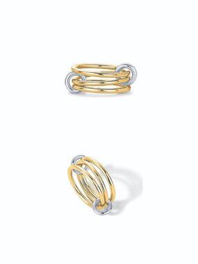 PAVOI 14K Gold Plated Interlocked Stackable Rings Connected Rings Two Tone